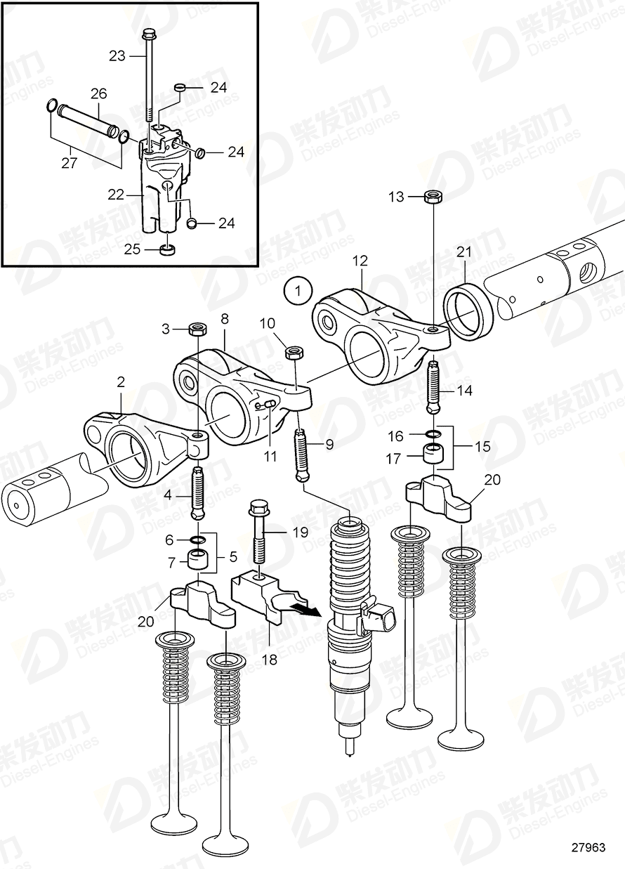 volvo penta Rocker arm, injector 21089229 Drawing volvo penta Rocker arm, injector 21089229 Drawing
